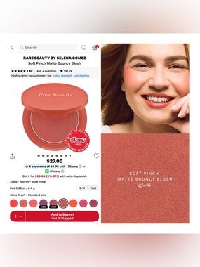 Rare Beauty by Selena Gomez Soft Pinch Matte Bouncy Blush in “Worth”